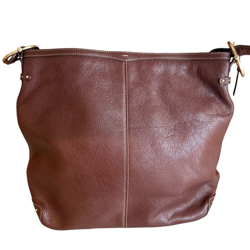 Liz Claiborne Pebbled Leather Shoulder Bag Chocolate Brown - Picture 3 of 9